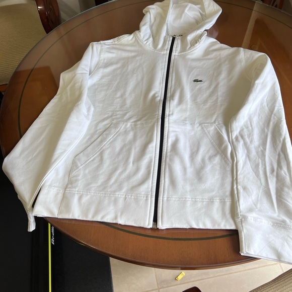 NWOT Lacoste White Zip-Up Hoodie - Picture 2 of 5